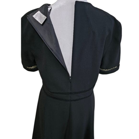 Liz Claiborne Dress Short Sleeve Black Knee Length Empire Waist Women's Size 10 - Picture 5 of 11